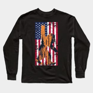 Patriotic Myth: Retro Bigfoot Meets July 4th Long Sleeve T-Shirt